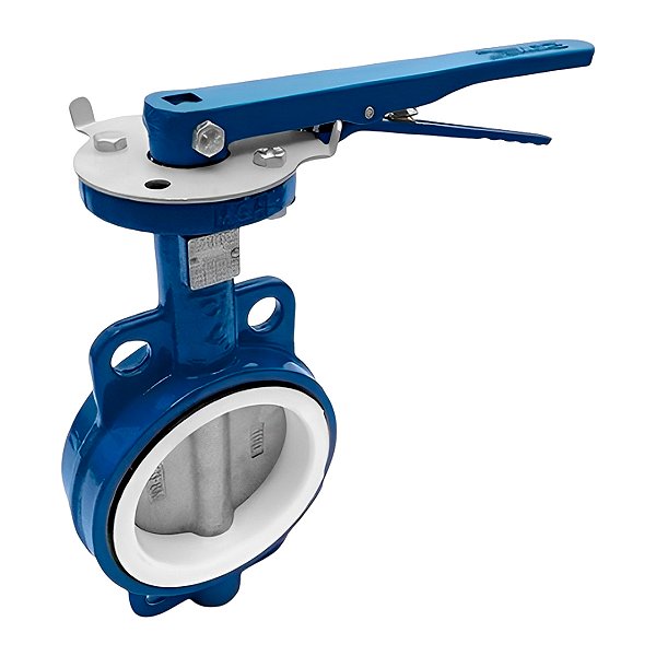VALVULA BORBOLETA WAFER 3'' REVESTIDA EM PTFE - MGA