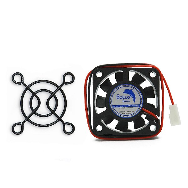 Kit Cooler DC Fan 40x40x10mm 12V Média Rotação Ball/Rolamento + Grade de Proteção para Micro ventilador 40x40mm | Botto Brazil