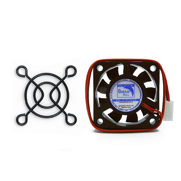 Kit Cooler DC Fan 40x40x10mm 12V Silencioso Baixa Rotação Sleeve/Bucha + Grade de Proteção para Micro ventilador 40x40mm | Botto Brazil