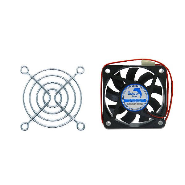 Kit Cooler DC Fan 60x60x15mm 24V Alta Rotação Sleeve/Bucha + Grade de Proteção para Micro ventilador 60x60mm | Botto Brazil
