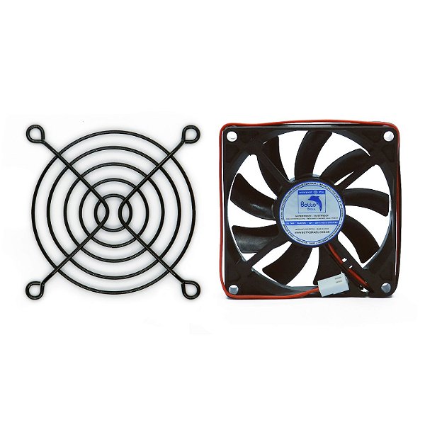 Kit Cooler 80x80x15mm 12V Waterproof Alta Rotação Sleeve/Bucha + Grade para Cooler 80x80mm | Botto Brazil