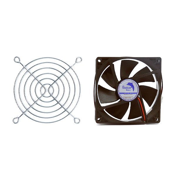 Kit Cooler DC Fan 92x92x25mm 24V Alta Rotação Sleeve/Bucha + Grade de Proteção para Micro ventilador 92x92mm | Botto Brazil