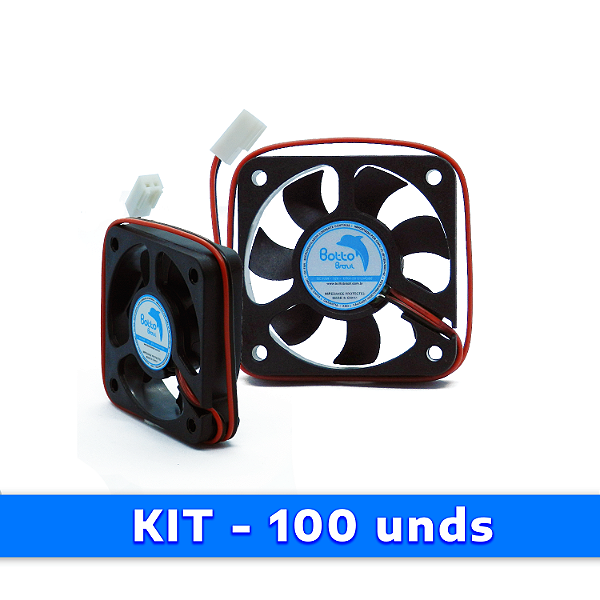 Kit 100 unds - Micro ventilador DC Fan 50x50x12mm 12V Alta Rotação Sleeve/Bucha | Botto Brazil