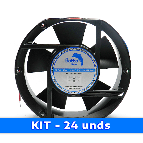 Kit 24 unds - Micro ventilador AC Fan 172x150x51mm Bivolt 110/220V Alta Rotação Ball/Rolamento | Botto Brazil