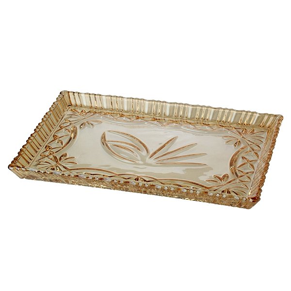 Travessa de Cristal Janine Âmbar  29,5x19,5cm Lyor