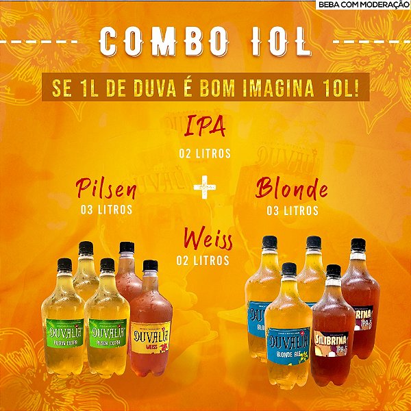 COMBO 10L (3L PILSEN EXTRA + 3L BLONDE ALE + 2L WEISS + 2L IPA SILIBRINA)