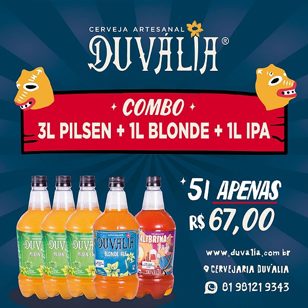 COMBO NA MEDIDA 1 (3L PILSEN + 1L BLONDE 1L IPA)