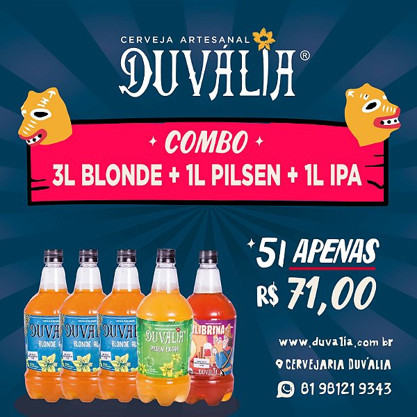 COMBO NA MEDIDA 3 ( 3L BLONDE + 1L PILSEN + 1L IPA)