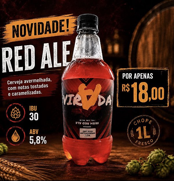 1L CHOPE RED ALE (CERVEJARIA VIRADA)- GROWLER PET