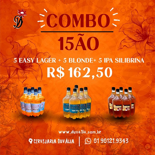 COMBO 15ÃO:  5L EASY LAGER + 5L BLONDE ALE + 5L IPA SILIBRINA