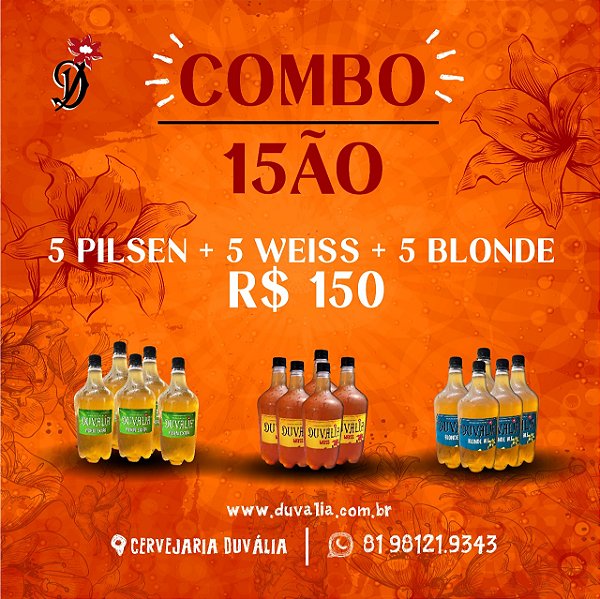COMBO 15ÃO: 5L PILSEN EXTRA + 5L BLONDE ALE + 5L WEISS