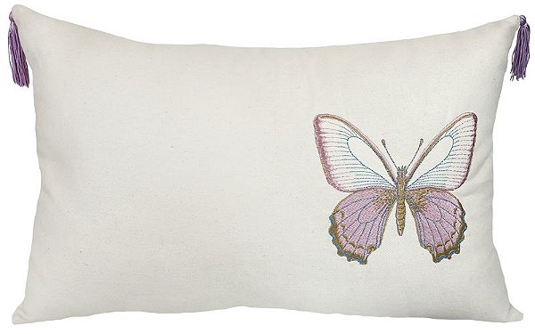 ALMOFADA SARJA 35X52 COM BORDADO FINO COM PINGENTE