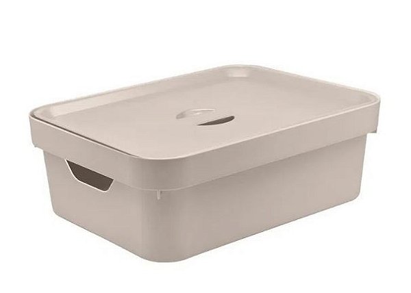 CAIXA ORGANIZADORA CUBE M COM TAMPRA BEGE