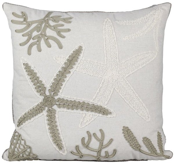 ALMOFADA LINHO CRU 52X52 COM APLIQUE + BOUCLE ESTRELA FENDI