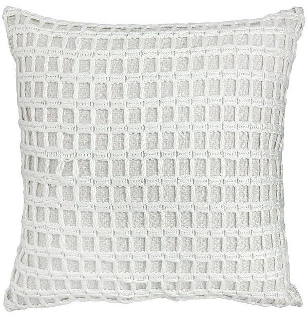 ALMOFADA RUSTICA CRU 52X52 COM APLIQUE CROCHE RENDA MOD 1