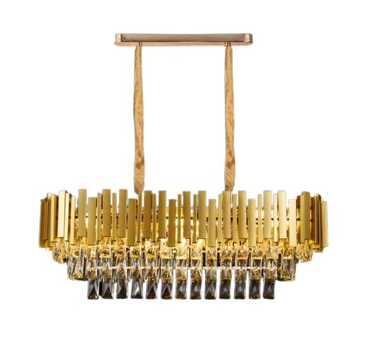 LUSTRE COM PENDENTE MODERNO GOLD+CLEAR