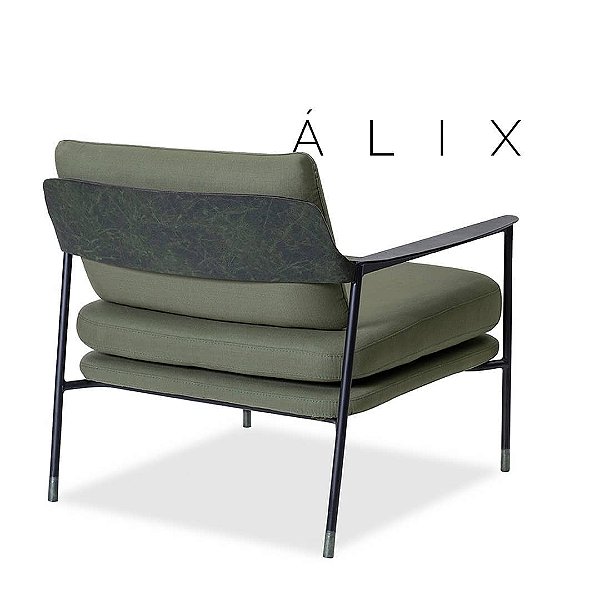 POLTRONA ÁLIX - COURO ECOLÓGICO VERDE