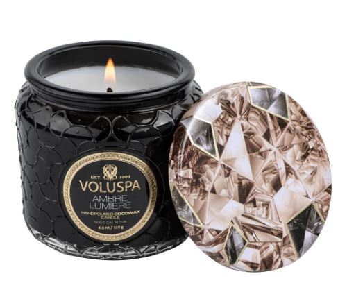 VELA VOLUSPA POTE DE VIDRO AMBRE LUMIERE - 35H