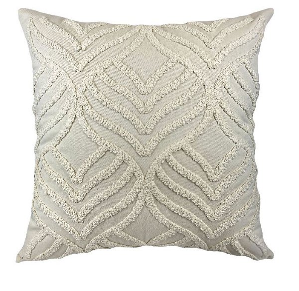 ALMOFADA SARJA CRU 52X52 C/BORDADO BOUCLE MAX CRU