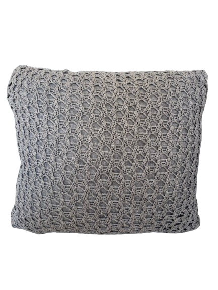 ALMOFADA TRICO TRAMA RENDADA  52X52 CINZA
