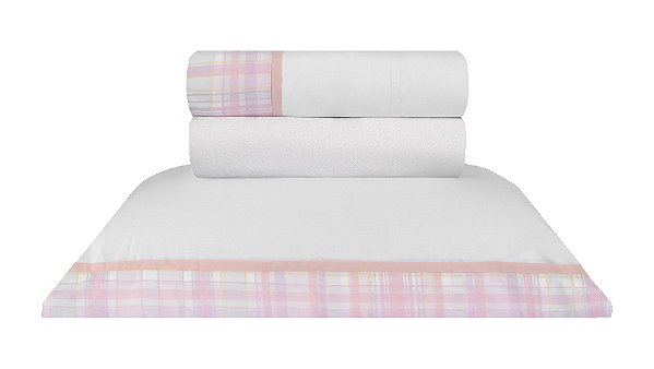 JOGO DE CAMA NATURALLE XADREZ LONDON - PERCAL 200 FIOS 100% ALGODÃO