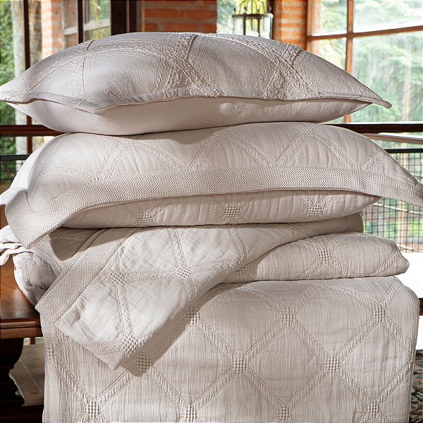 KIT COLCHA NATURALLE MONSERRATE - JACQUARD 100% ALGODÃO