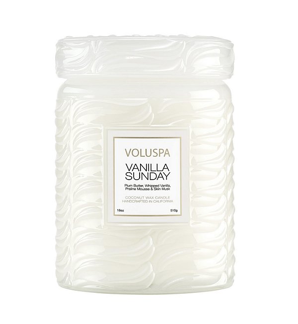 VELA VOLUSPA POTE DE VIDRO G RELEVO VANILLA SUNDAY - 100H