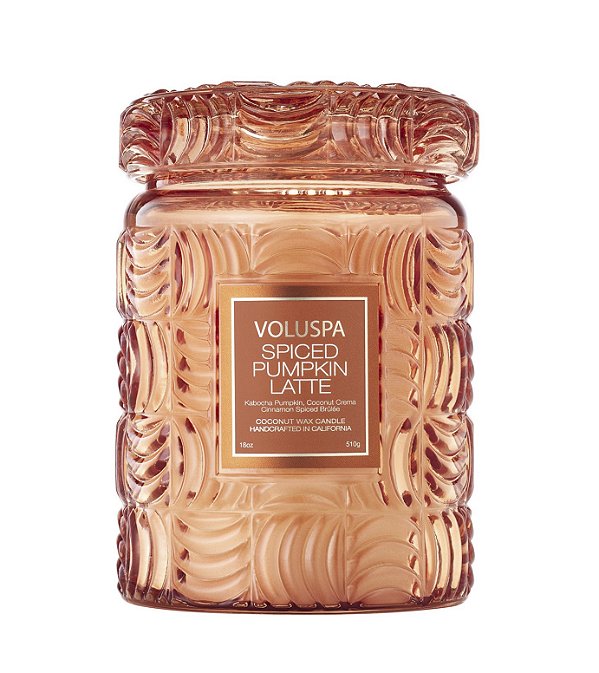 VELA VOLUSPA POTE DE VIDRO G RELEVO SPICED PUMPKIN LATTE - 100H