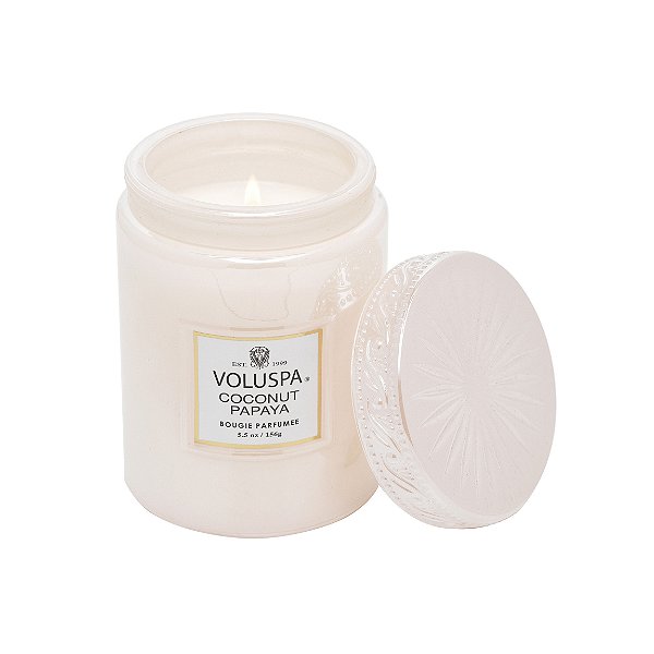 MINI VELA VOLUSPA POTE DE VIDRO COCONUT PAPAYA - 50H