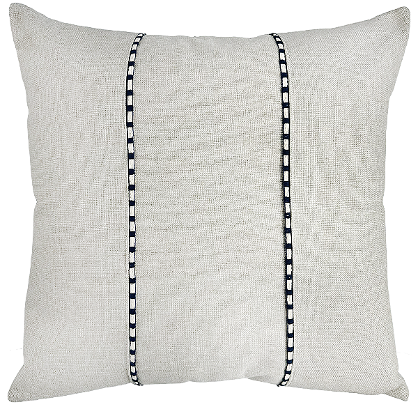 ALMOFADA LINHO BEGE 52X52 COM DEBRUM DUE MARINHO MOD 02