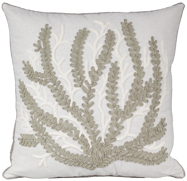 ALMOFADA LINHO CRU 52X52 COM APLIQUE + BOUCLE CORAL FENDI