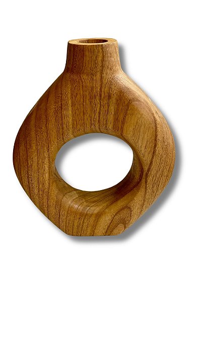 VASO TECA ARO EM MADEIRA MACIÇA