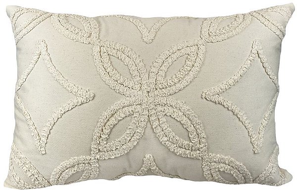 ALMOFADA SARJA CRU 35X58 COM BORDADO BOUCLE MAX CRU