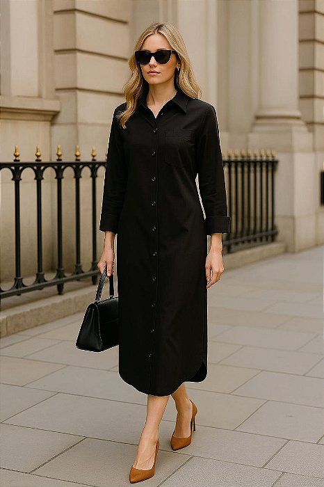 Chemise Midi Feminina em Algodão com Amarração – Essencial com Leveza e Propósito