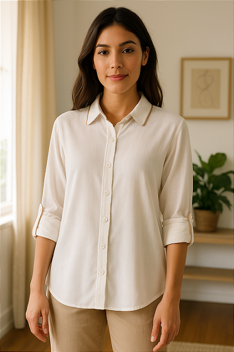 Camisa Feminina com Detalhes em Viés – Sofisticação Leve com Caimento Fluido