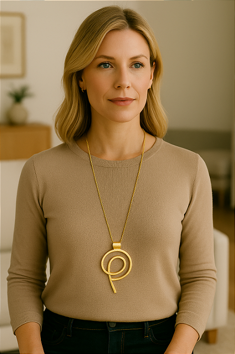 Colar @ Ajustável - Design Escultural com Banho de Ouro