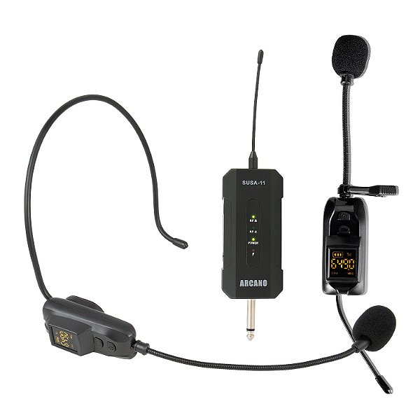 Microfone sem fio duplo Arcano SUSA-11 lapela e auricular