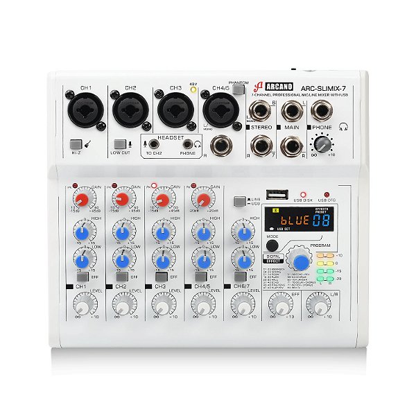 Mesa de som e interface USB Arcano ARC-SLIMIX-7