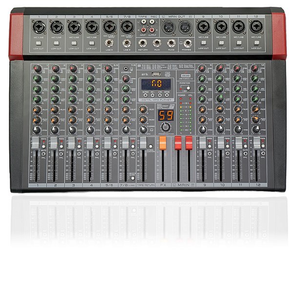 Mesa De Som e Interface Arcano 12 Canais AM-FORCE-12 Efeito Bivolt usb Bluetooth