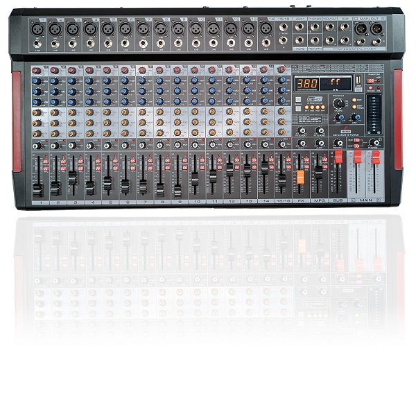 Mesa de Som Amplificada 1100W Arcano 16 Canais AM-CANON16-POWER Usb Bluetooth Interface