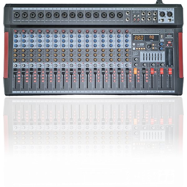 Mesa de Som Amplificada 1100W Arcano 16 Canais AM-KLESHA16-POWER Usb Bluetooth Interface