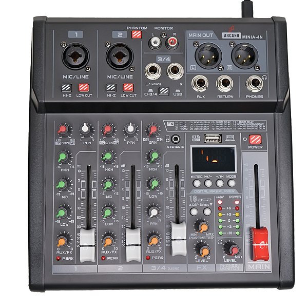 MESA DE SOM 4 CANAIS E INTERFACE ARCANO® MINIA-4N