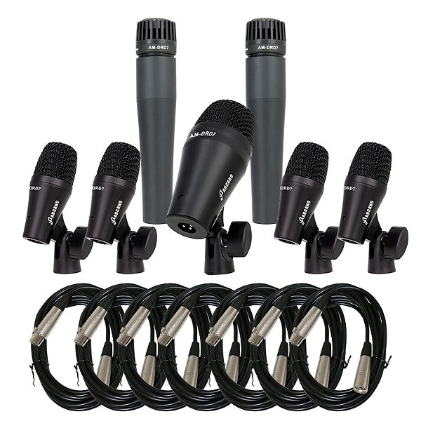 Kit de microfones para bateria Arcano AM-DRD7 + 7 cabos XLR-XLR
