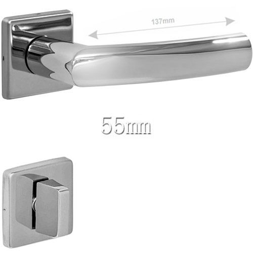 Fechadura Banheiro Inox 304 Polido 55mm Synter - Navis Roseta Quadrada 09