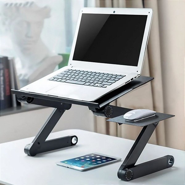 Suporte De Cama Desk C/ Mousepad P/ Notebook C/ Cooler Preto