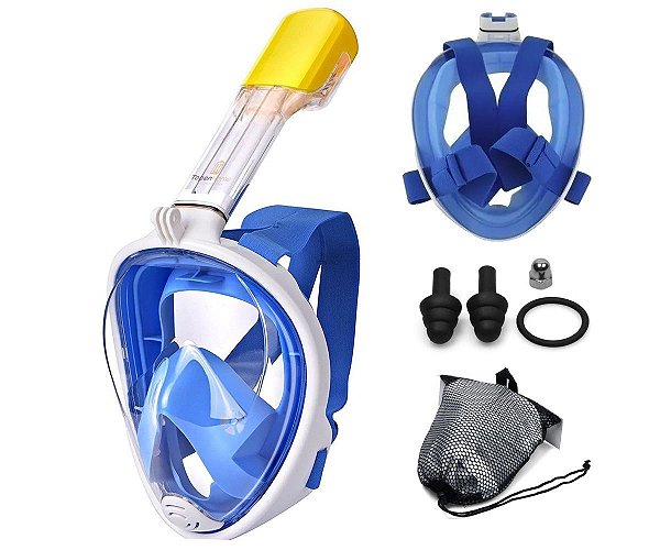 Mascara Mergulho Snorkel Suporte Gopro Ação Tam SM Azul