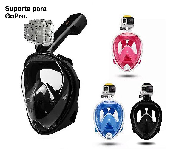 Mascara de Mergulho Snorkel Com Suporte para GoPro Câmera De Ação Free Breath