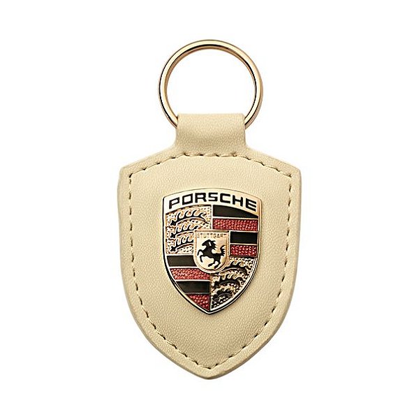 Chaveiro Couro Porsche ( Branco)