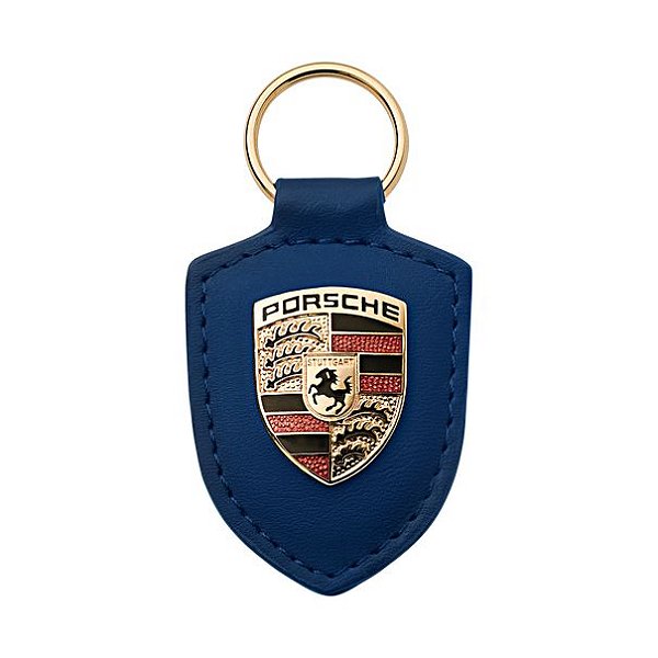 Chaveiro Couro , Escudo Porsche ( Blue )