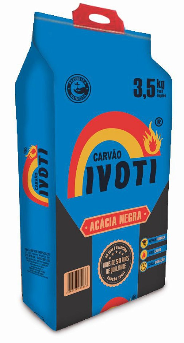 Carvão Acácia Negra Ivoti - 3,5 Kg - Un.